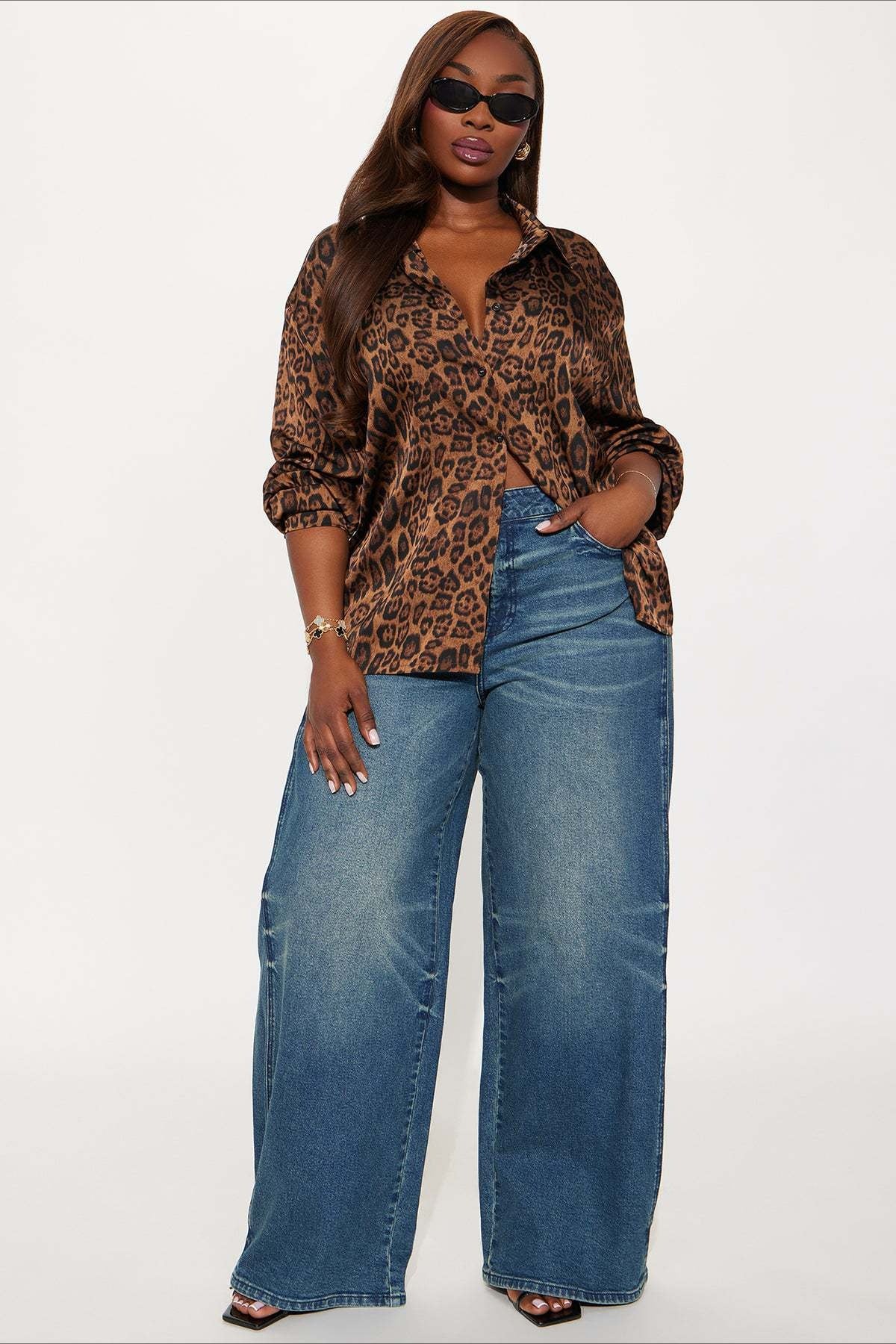 Leopard Print Loose Retro Blouse - Image 3