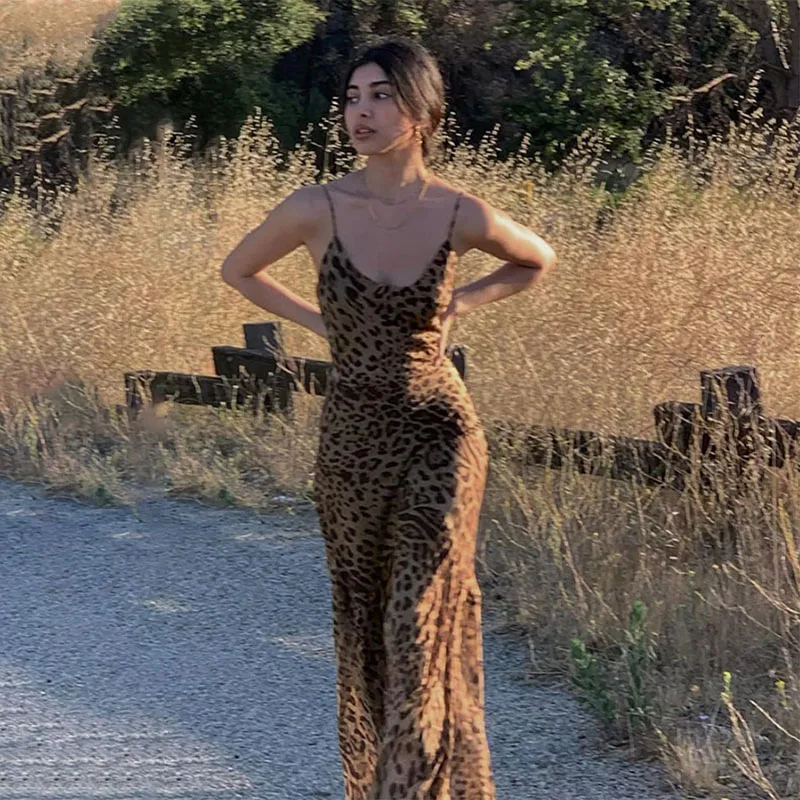 Leopard Print Spaghetti Maxi Dress - Image 2