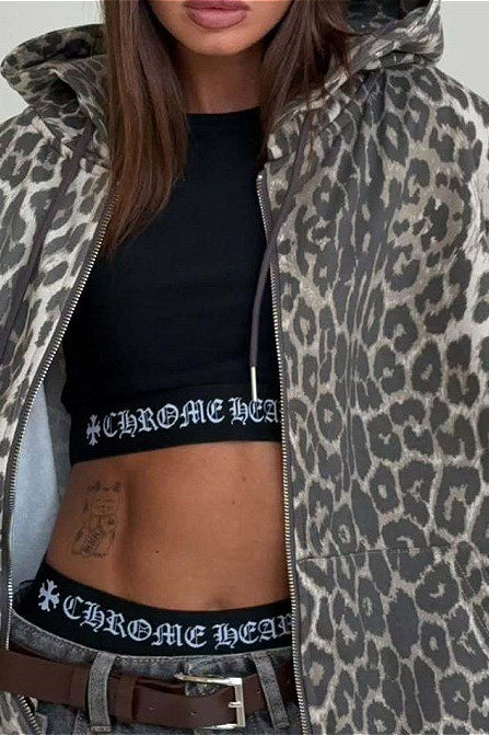 Leopard Zip-Up Loose Hoodie - Image 6