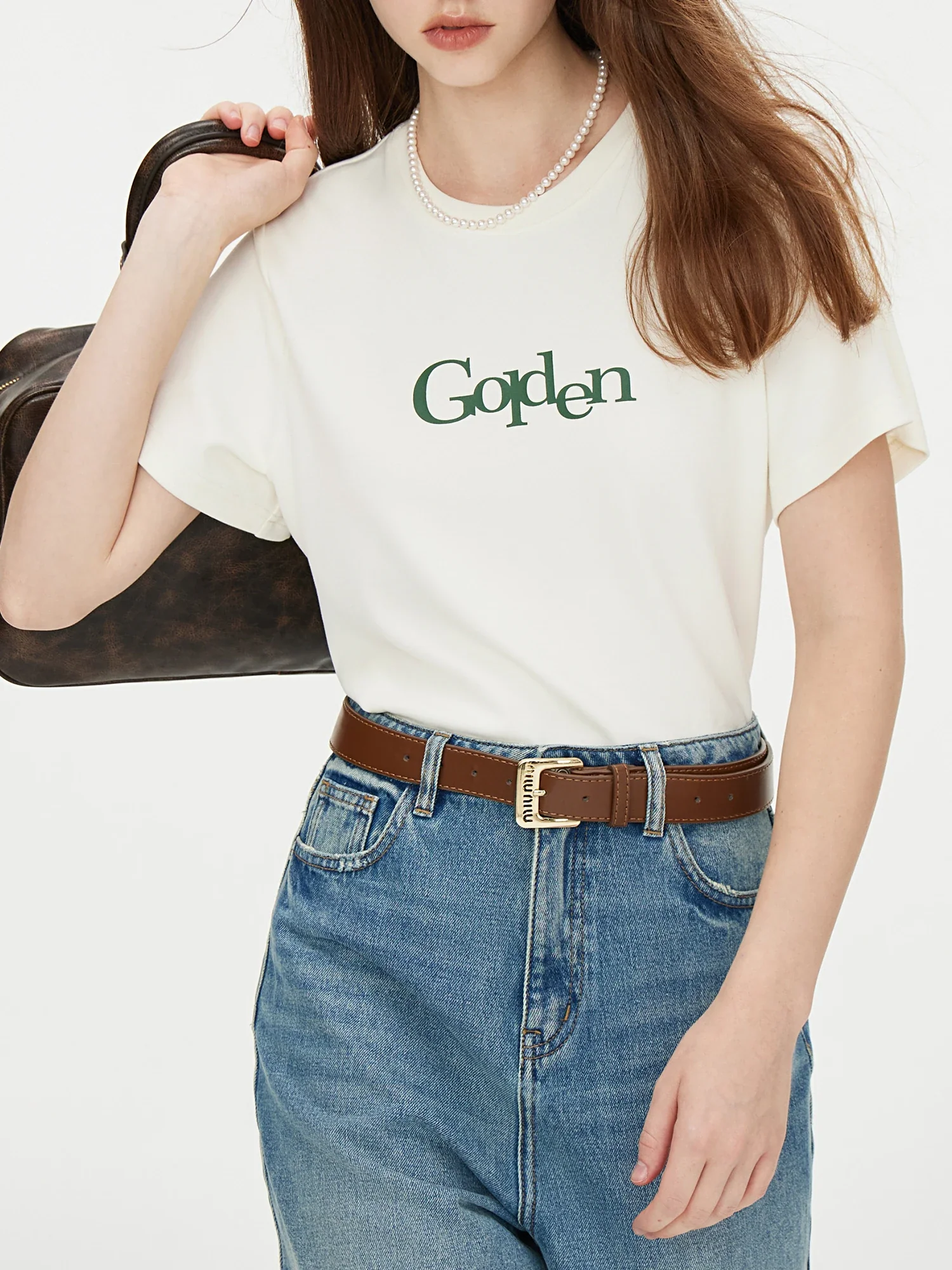 Letter Printed Shoulder Casual T-shirt - Image 2
