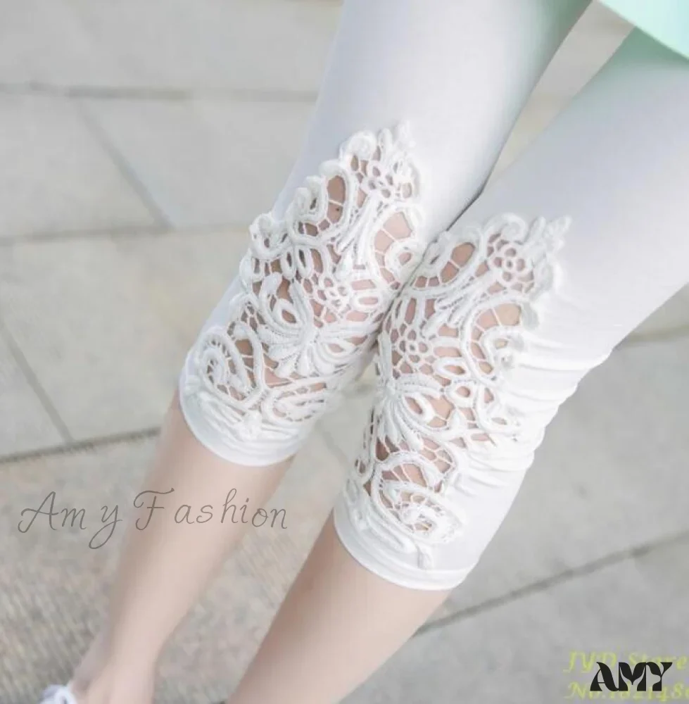 Amy Fashion - Hollow Lace Stretch Leggings - Image 11