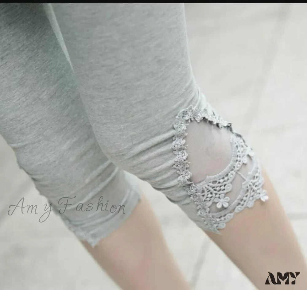 Amy Fashion - Hollow Lace Stretch Leggings - Image 13