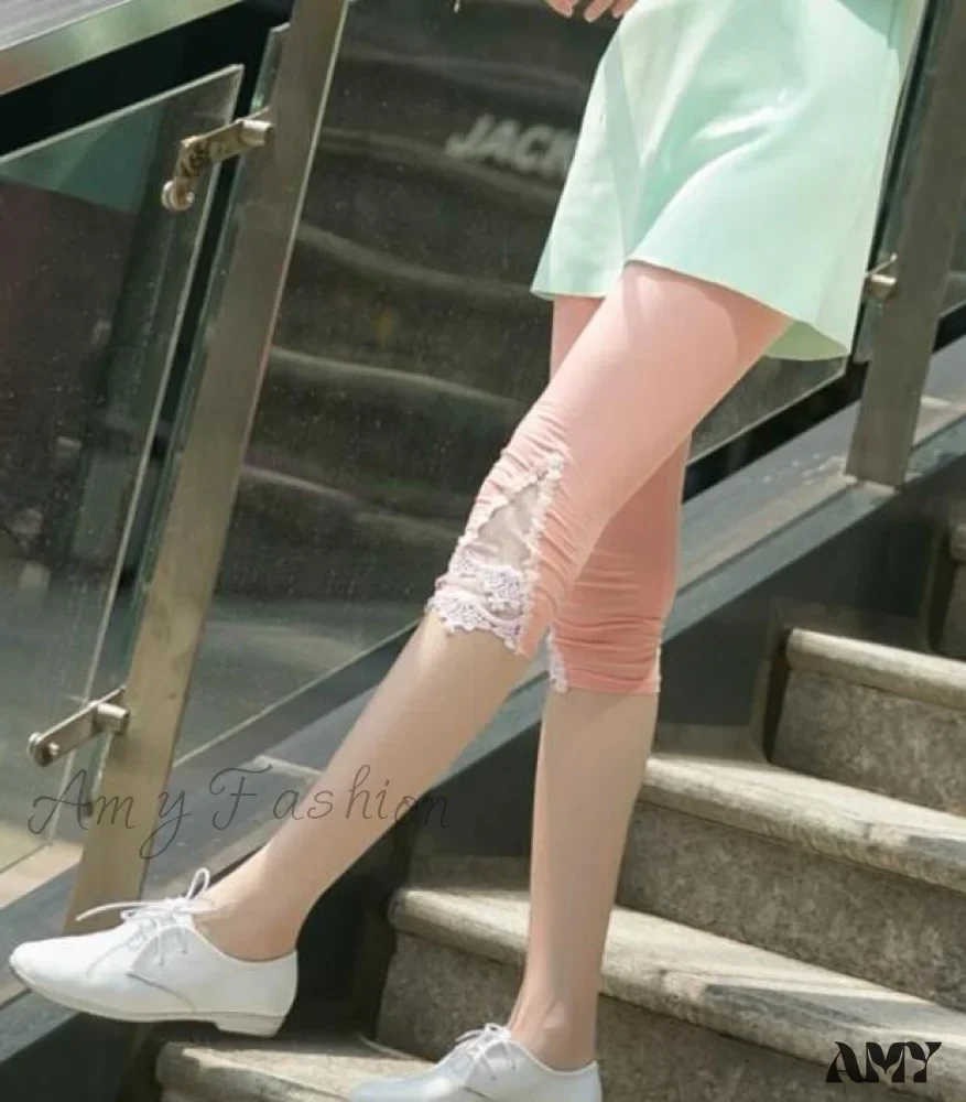 Amy Fashion - Hollow Lace Stretch Leggings - Image 15