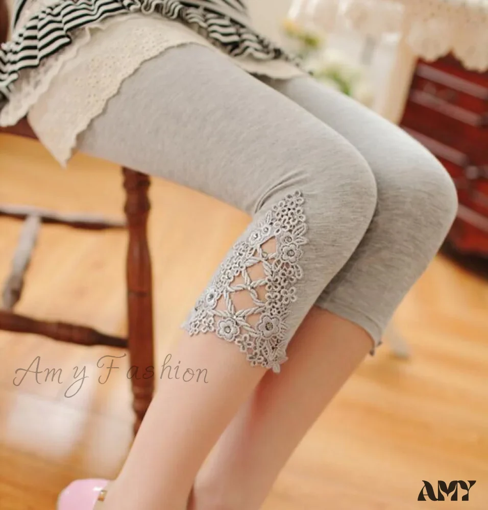 Amy Fashion - Hollow Lace Stretch Leggings - Image 20