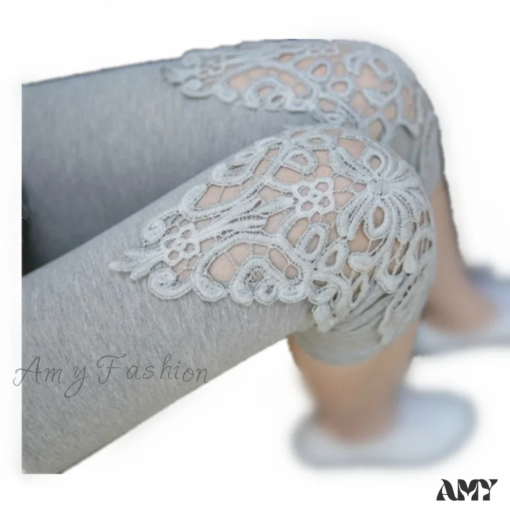 Amy Fashion - Hollow Lace Stretch Leggings - Image 3