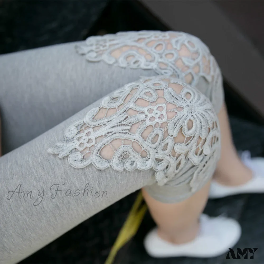 Amy Fashion - Hollow Lace Stretch Leggings - Image 8