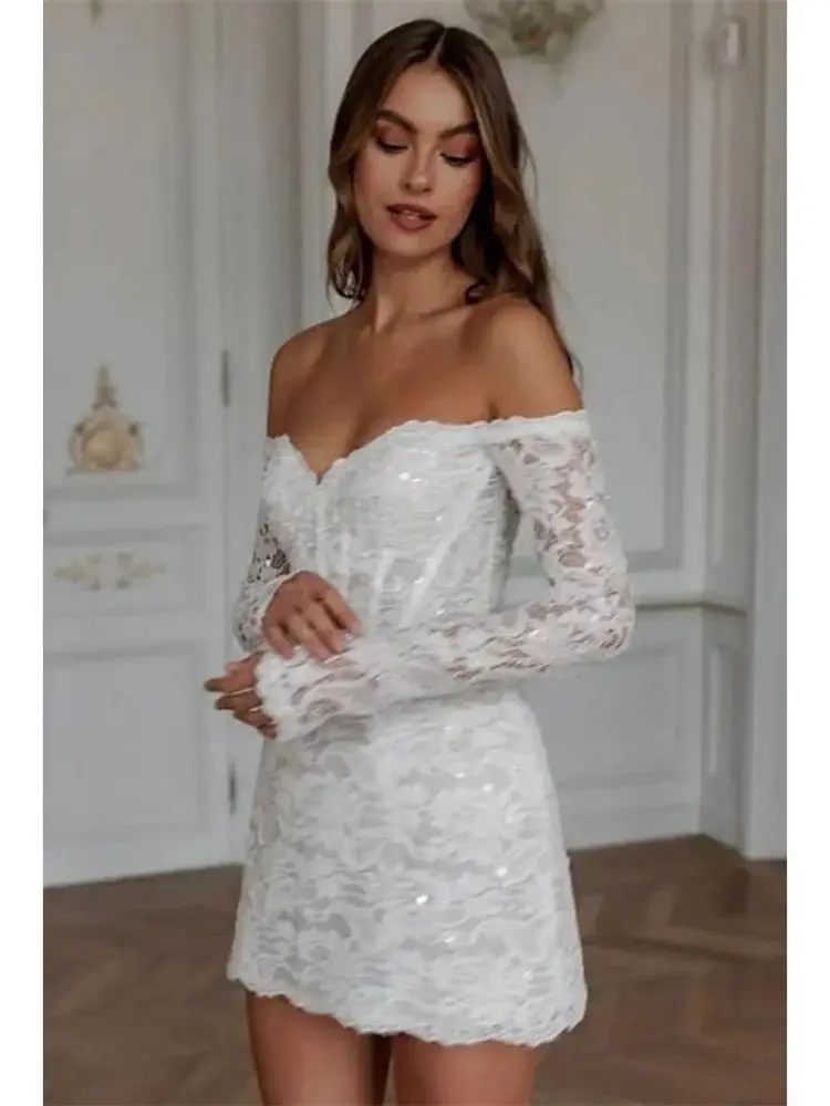 Long Sleeve Lace Embroidery Vacation Dress - Image 6