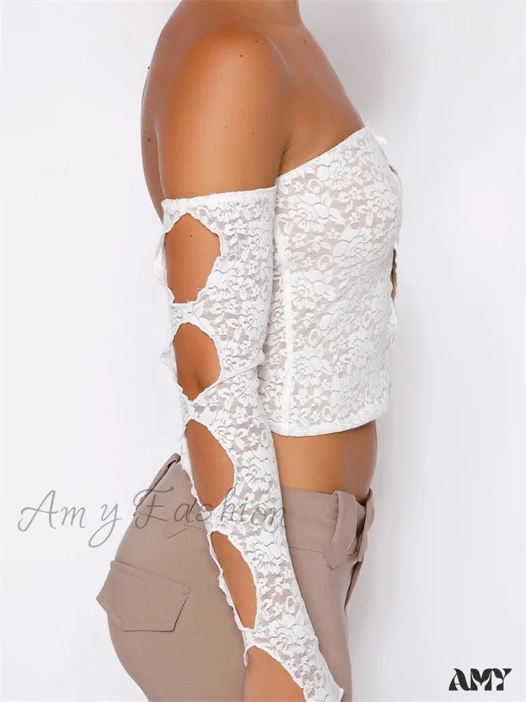 Amy Fashion - Long Sleeve Off Shoulder Floral Slash Neck T-Shirts - Image 2