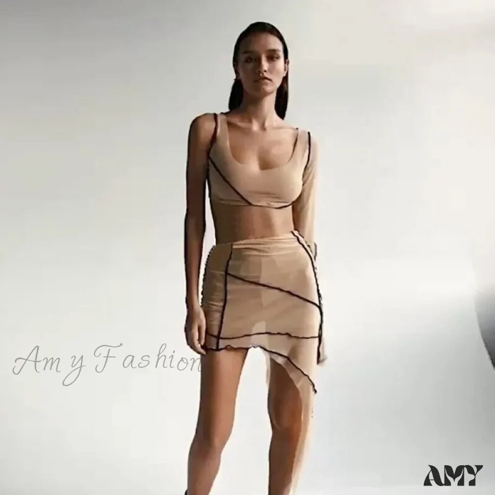 Amy Fashion - Long Sleeve Two Piece Club Party Matching Set - Image 4