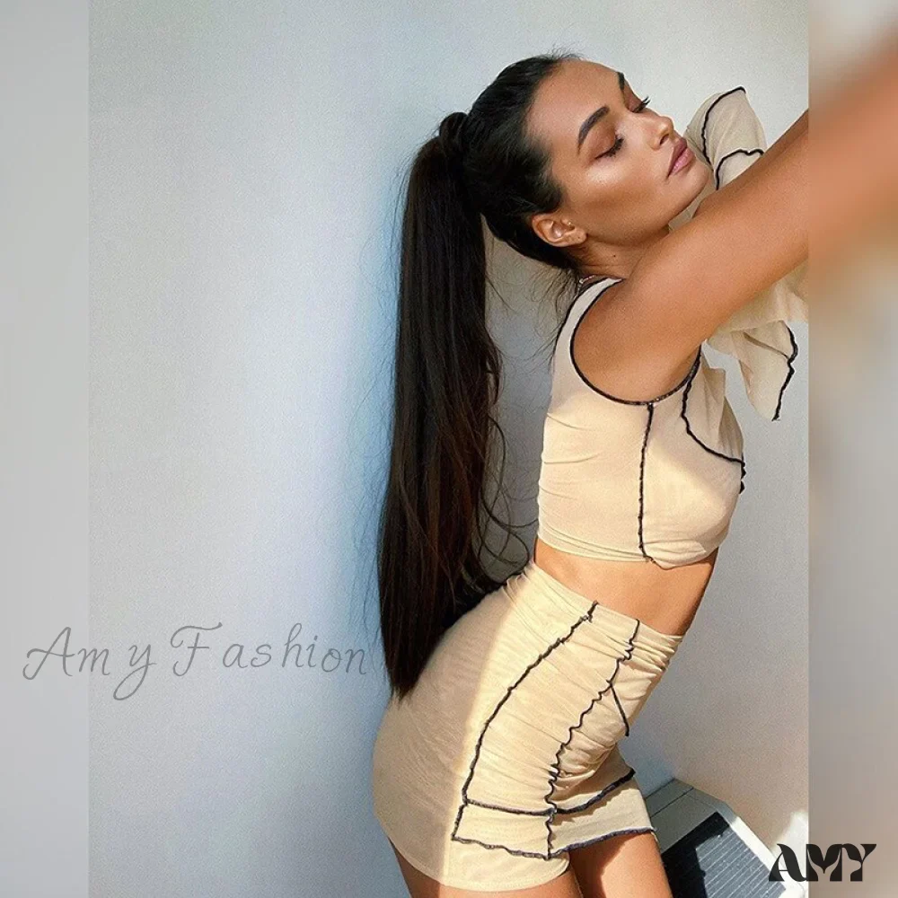 Amy Fashion - Long Sleeve Two Piece Club Party Matching Set - Image 6