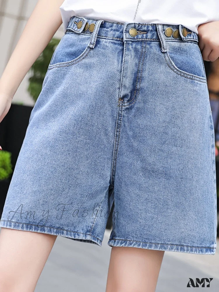 Amy Fashion - Loose Fit Streetwear Solid Color Straight  Jeans - Image 4