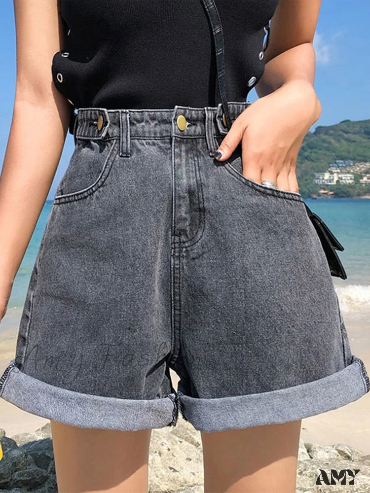Amy Fashion - Loose Fit Streetwear Solid Color Straight  Jeans - Image 7