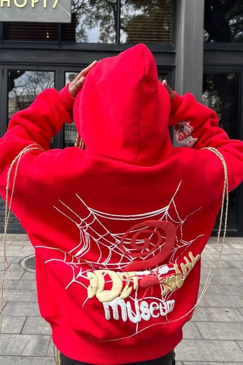 Loose Hip-hop Spider Web Print Hoodie - Image 10