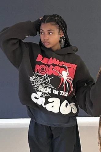Loose Hip-hop Spider Web Print Hoodie - Image 5