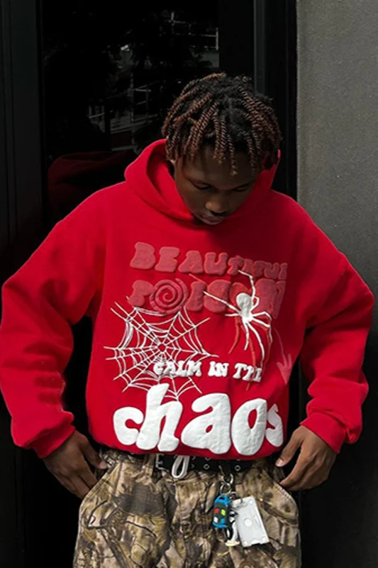 Loose Hip-hop Spider Web Print Hoodie - Image 8