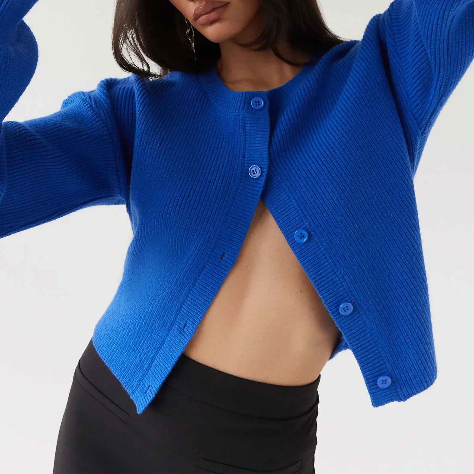 Loose O-neck Y2K Knit Cardigan - Image 6
