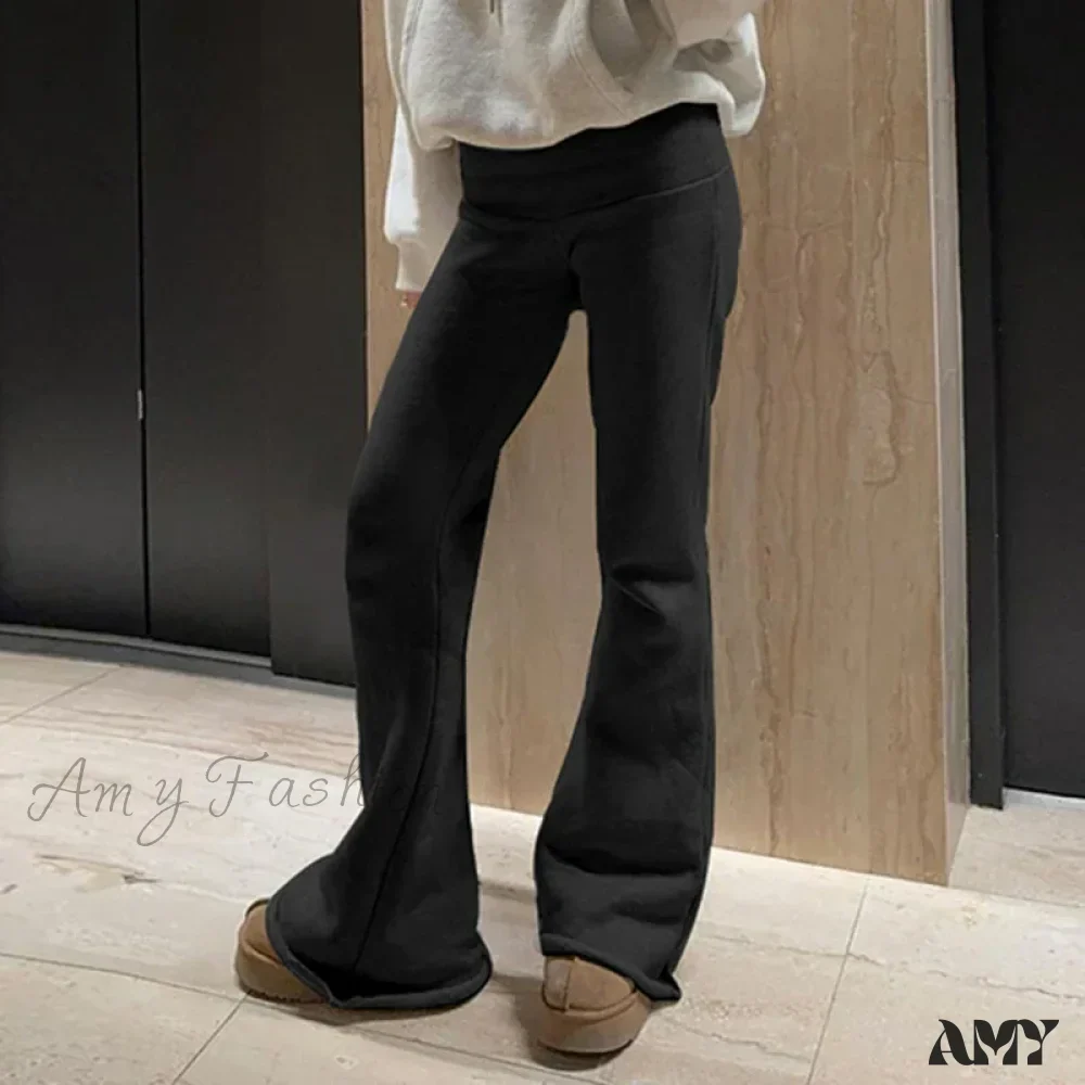Low Waist Rolled Fashion Skinny Flared Boot Cut Pants - Image 5