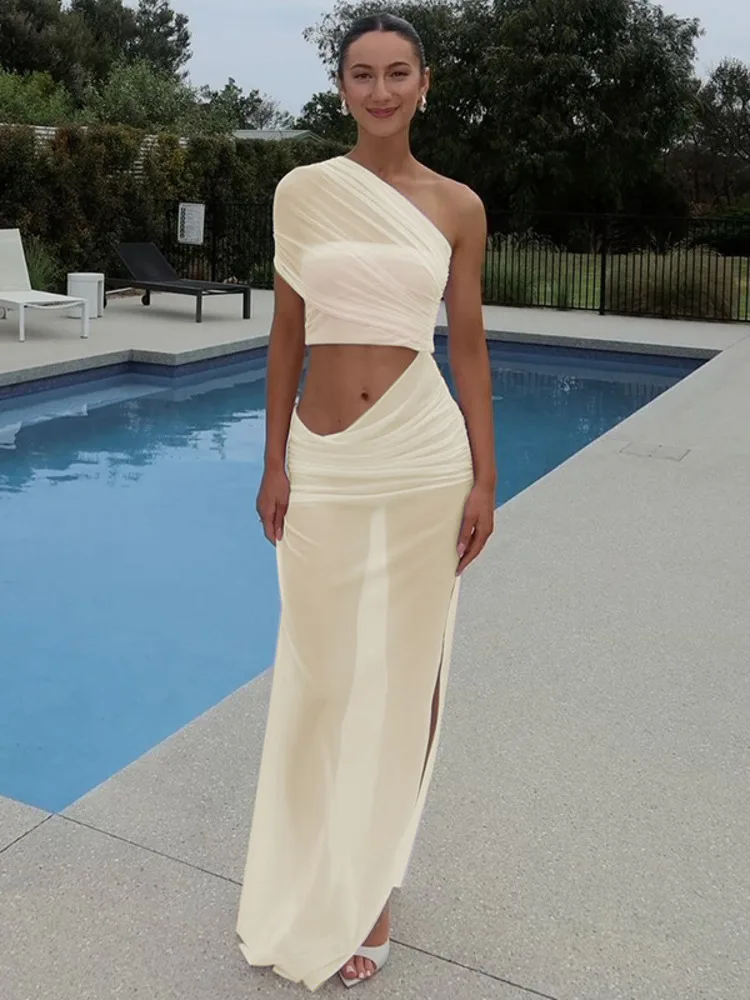 Mesh Hollow Ruched Bodycon Vacation Dress