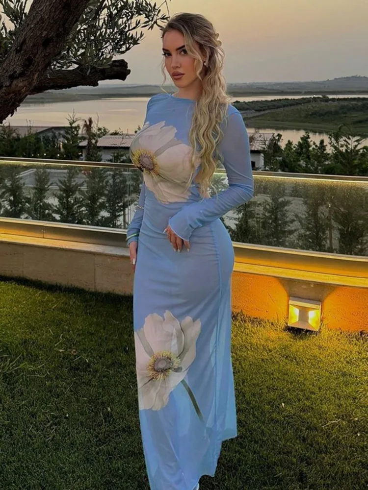 Mesh See Through Lace-up Backless Vacation Dress - Image 3