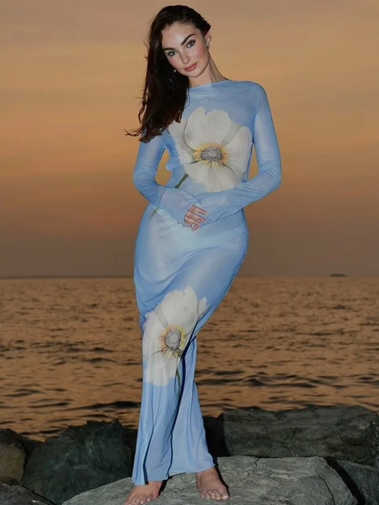 Mesh See Through Lace-up Backless Vacation Dress - Image 5