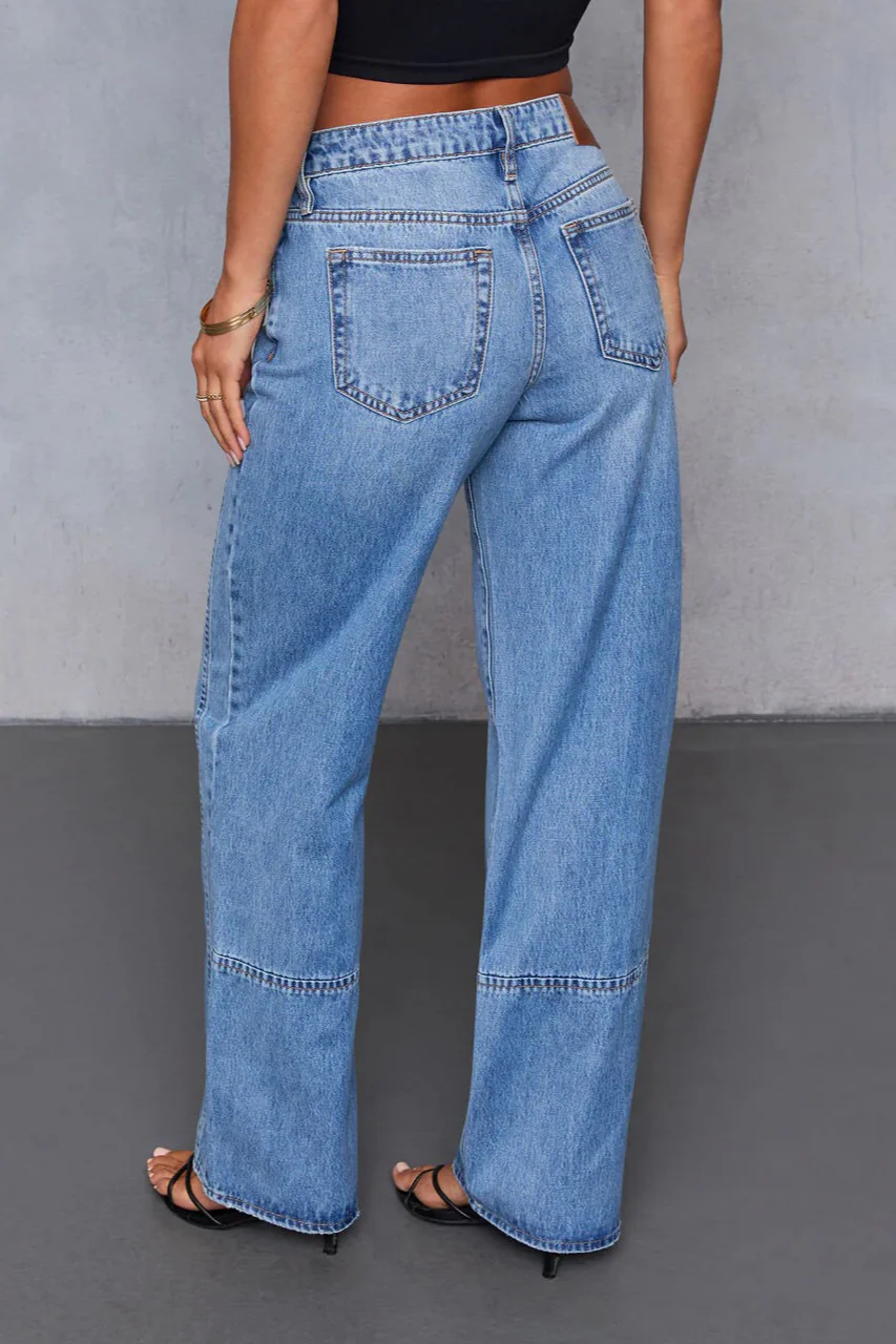 Mid-Rise Washed Versatile Long-Leg Jeans - Image 5