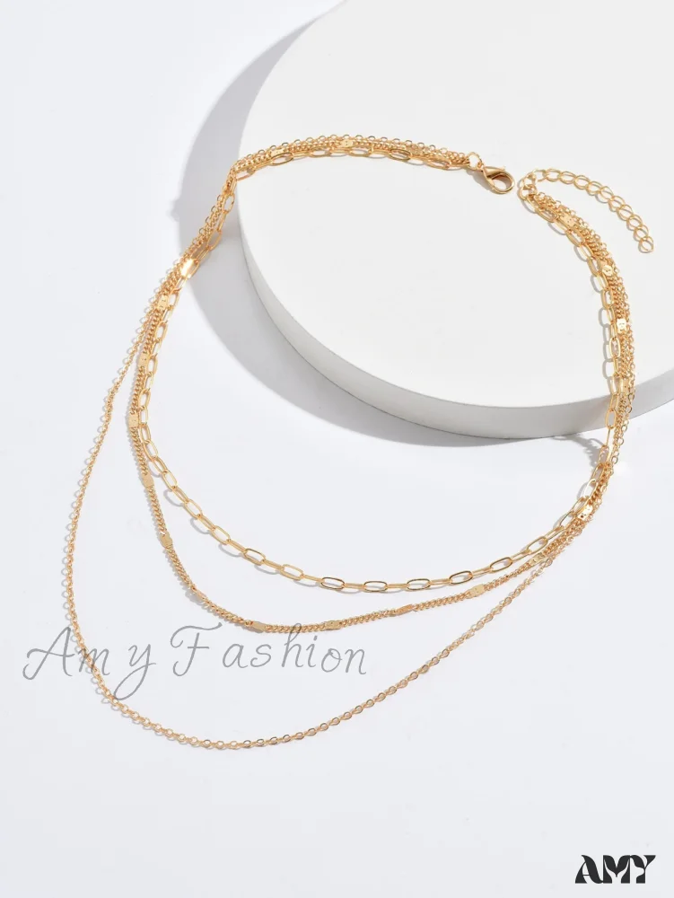 Amy Fashion - Minimalist Layered Chain Necklace - Image 2
