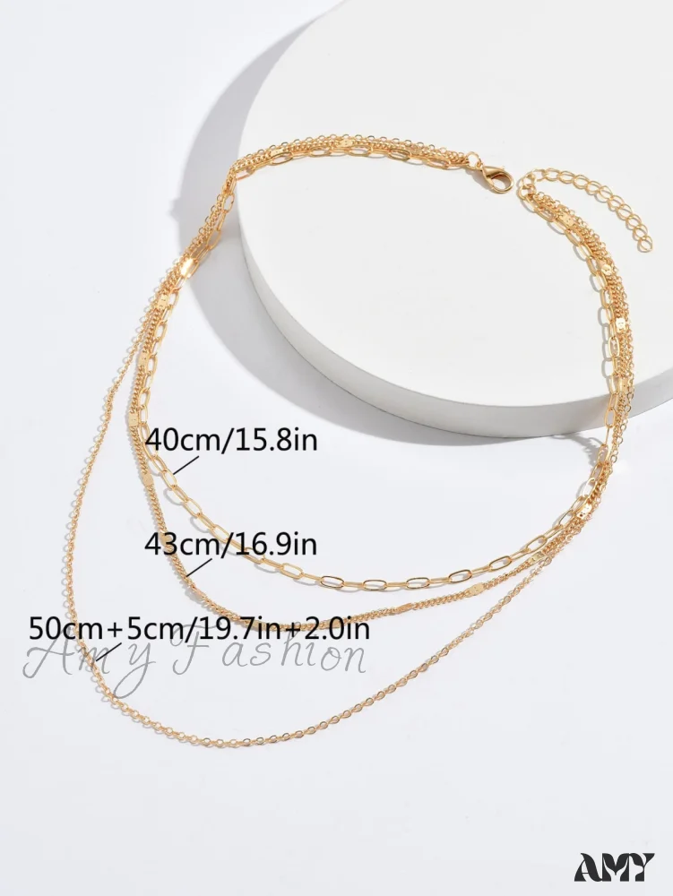 Amy Fashion - Minimalist Layered Chain Necklace - Image 3