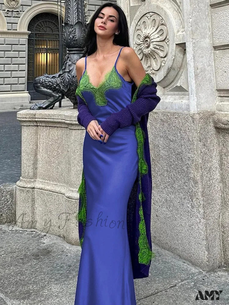 Amy Fashion - Mozision Spaghetti Strap Lace Strapless Sexy Maxi Boho Dress - Image 3