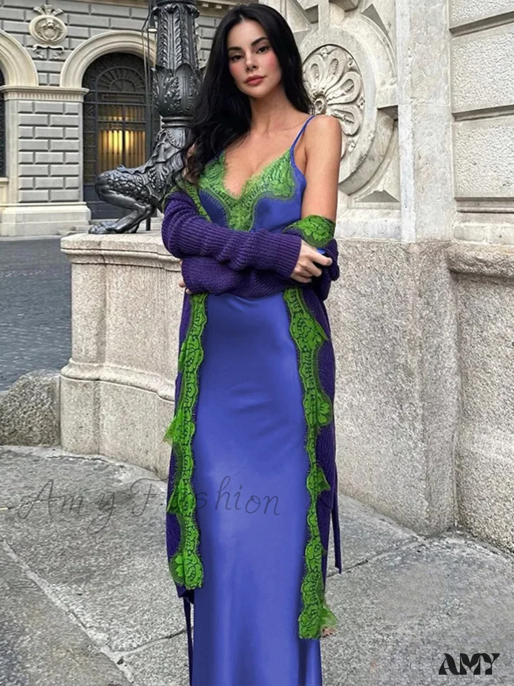 Amy Fashion - Mozision Spaghetti Strap Lace Strapless Sexy Maxi Boho Dress - Image 4