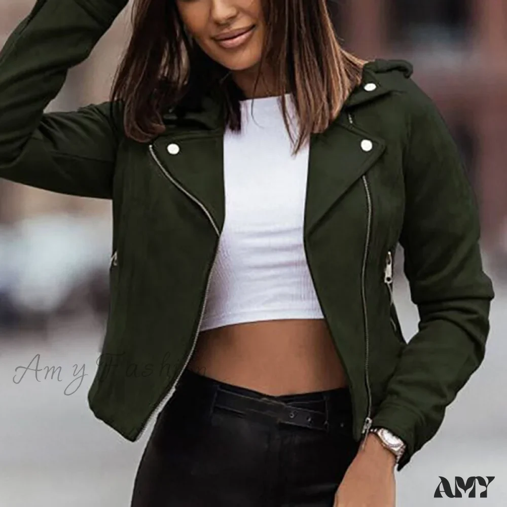 Amy Fashion - Leather Street Wear Zipper Casual Coats - Image 2