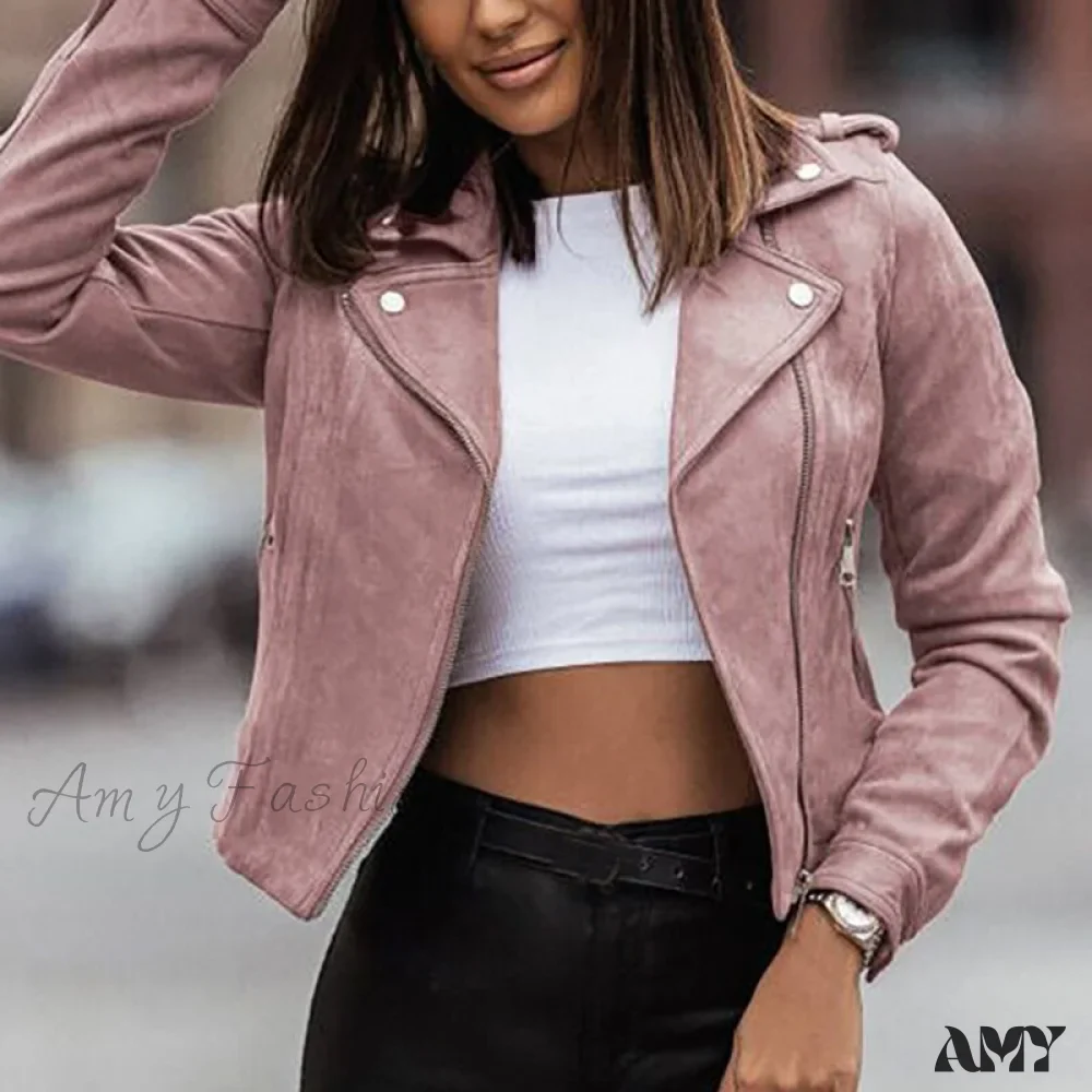 Amy Fashion - Leather Street Wear Zipper Casual Coats - Image 5
