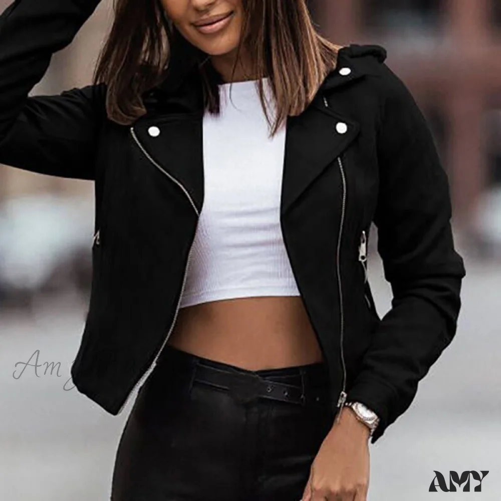 Amy Fashion - Leather Street Wear Zipper Casual Coats - Image 6