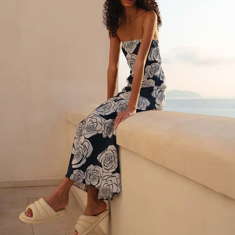 Off Shoulder Floral Tube Vacation Dress - Image 2