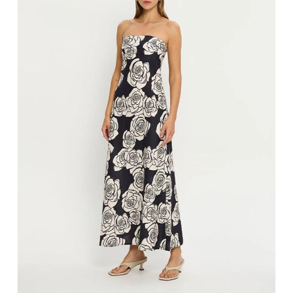 Off Shoulder Floral Tube Vacation Dress - Image 3
