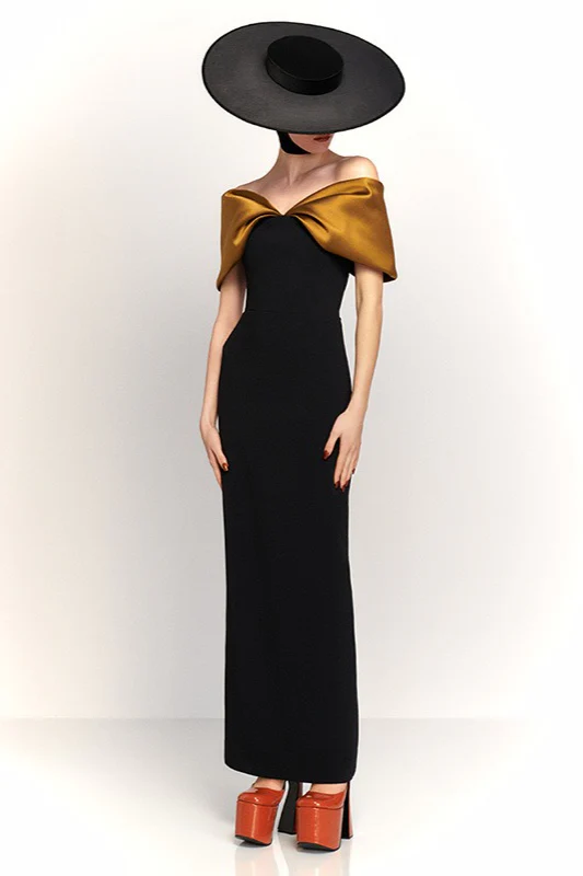 Off-Shoulder Slim Fitted Maxi Party Dress - Image 2