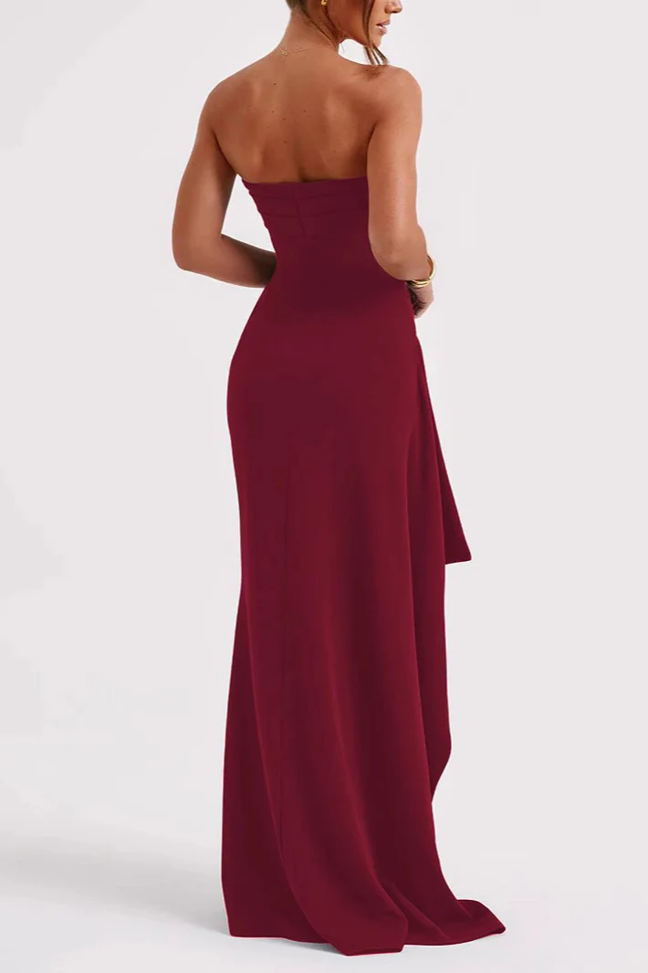 Off-Shoulder Strapless Backless High Slit Sexy Party Dress - Image 2