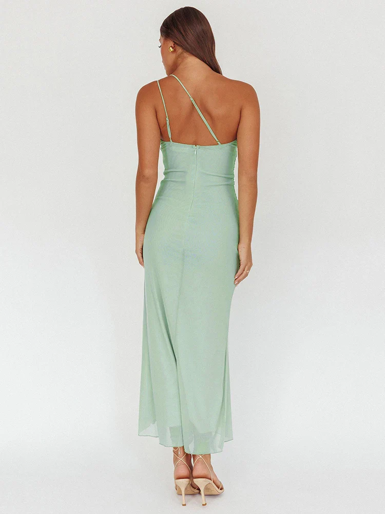 One Shoulder Draped Ruffle Bodycon Dress - Image 3