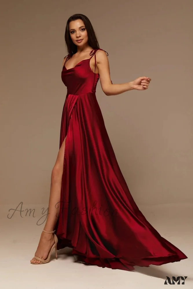 Amy Fashion - Open Back Sexy Side Slit Spaghetti Strap Evening Party Dress - Image 14