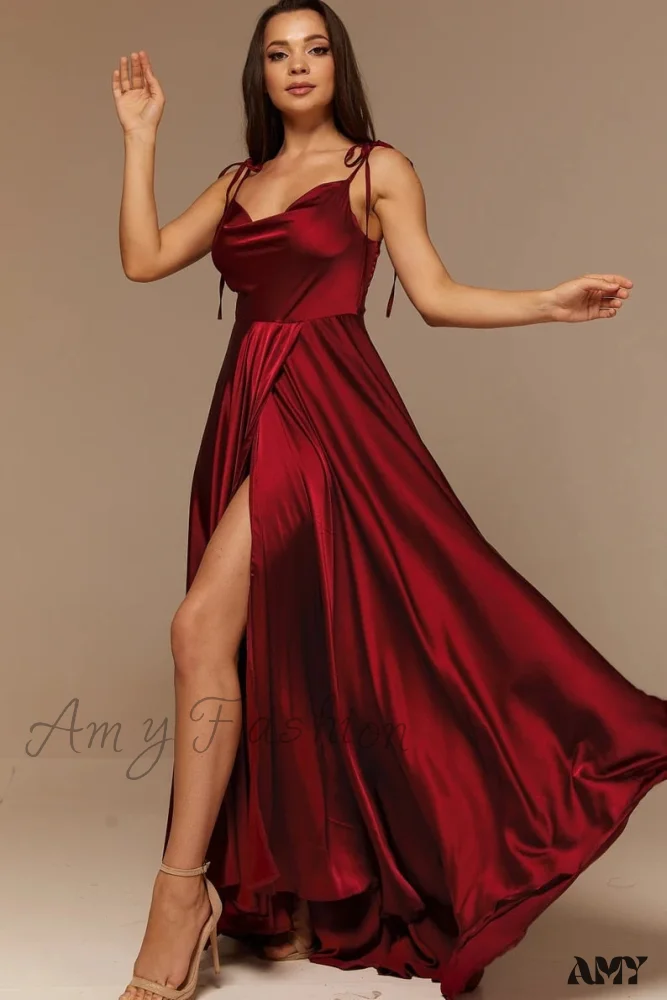 Amy Fashion - Open Back Sexy Side Slit Spaghetti Strap Evening Party Dress - Image 15