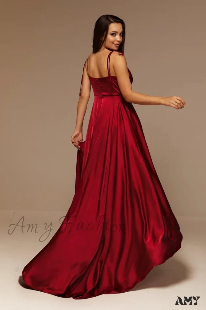Amy Fashion - Open Back Sexy Side Slit Spaghetti Strap Evening Party Dress - Image 17