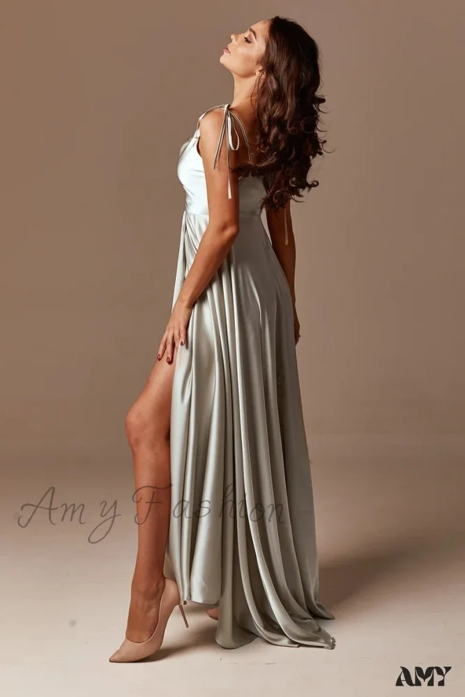 Amy Fashion - Open Back Sexy Side Slit Spaghetti Strap Evening Party Dress - Image 31