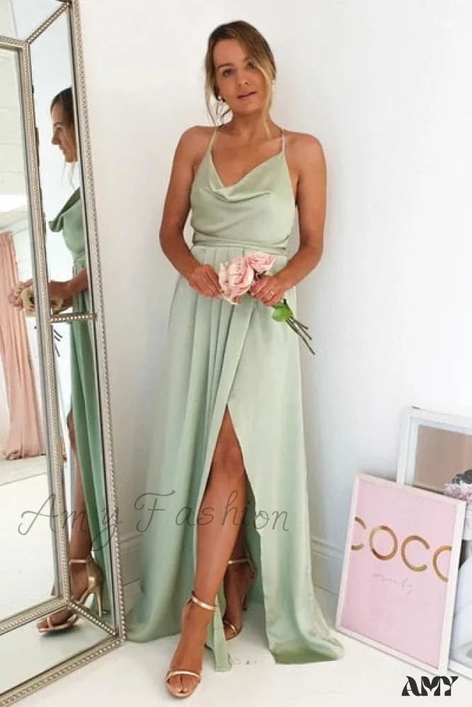 Amy Fashion - Open Back Sexy Side Slit Spaghetti Strap Evening Party Dress - Image 36