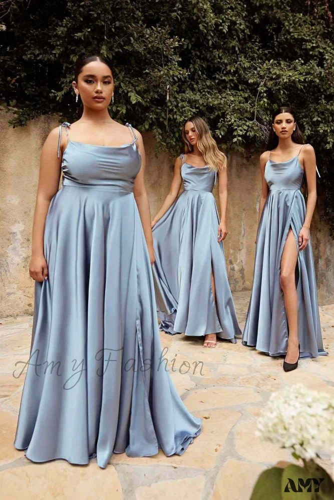 Amy Fashion - Open Back Sexy Side Slit Spaghetti Strap Evening Party Dress - Image 43