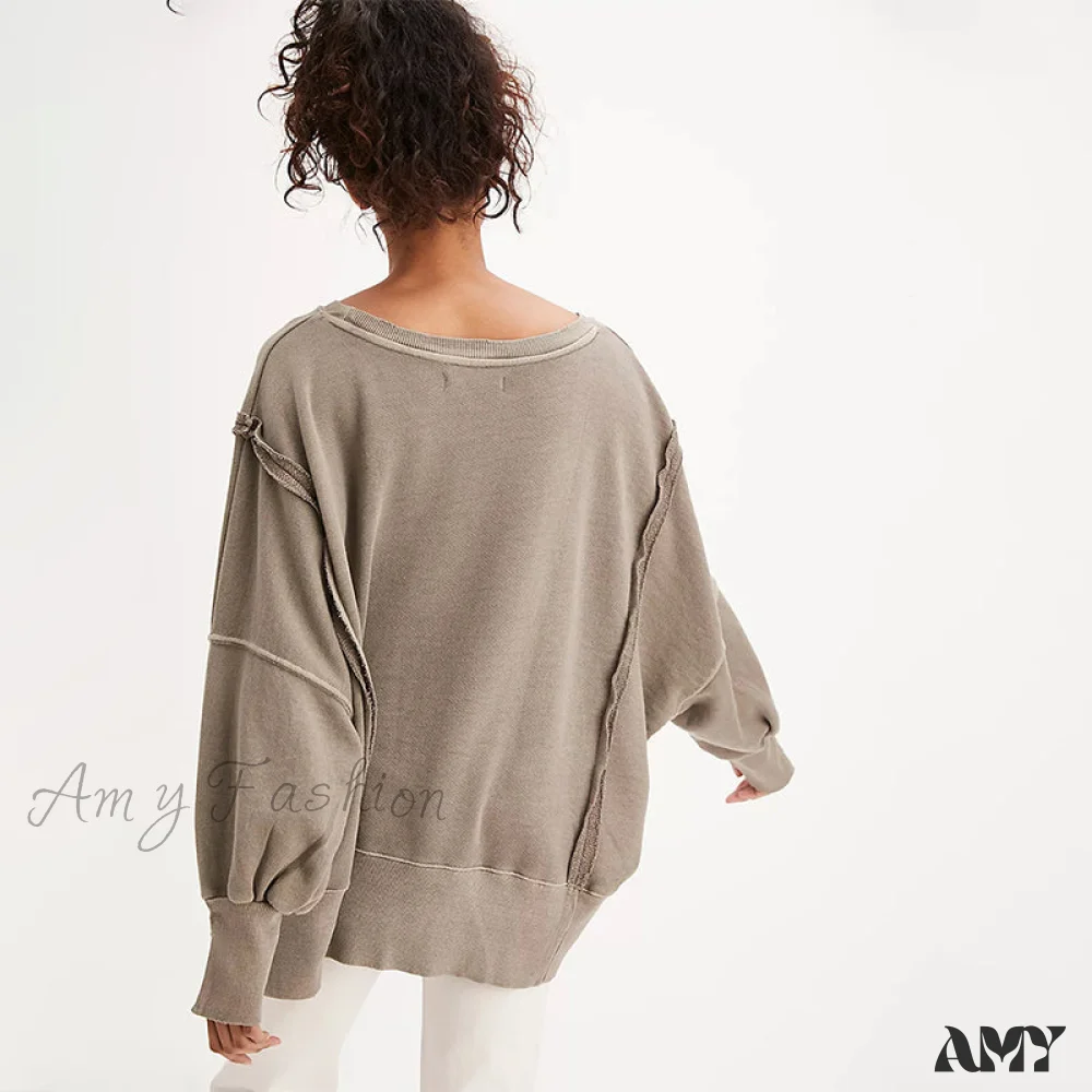 Amy Fashion - 100% Cotton Long Sleeve Pullover Sweatshirts - Image 2