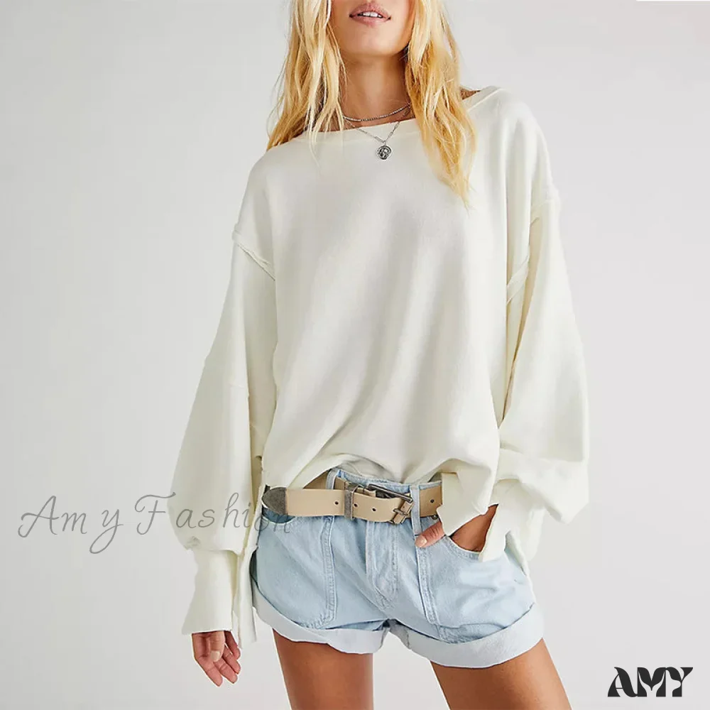 Amy Fashion - 100% Cotton Long Sleeve Pullover Sweatshirts - Image 8