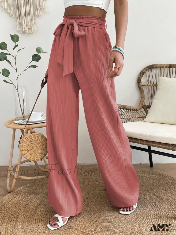 Amy Fashion - Paperbag Waist Belted Wide Leg Pants - Image 10