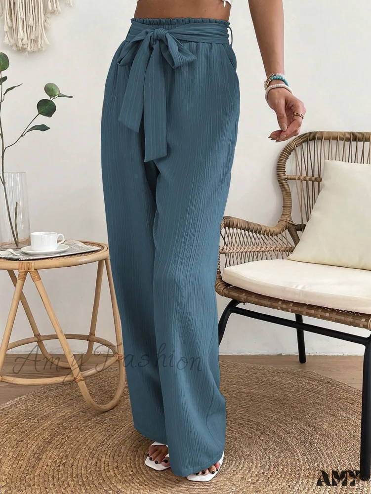 Amy Fashion - Paperbag Waist Belted Wide Leg Pants - Image 6