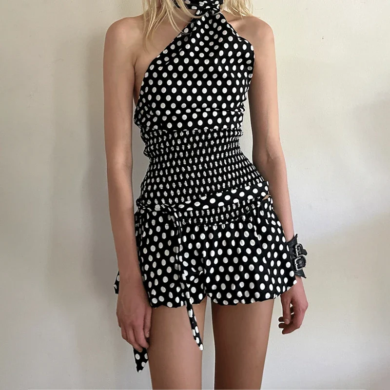 Plaid Backless Halter Bubble Skirt Two Piece Set - Image 9