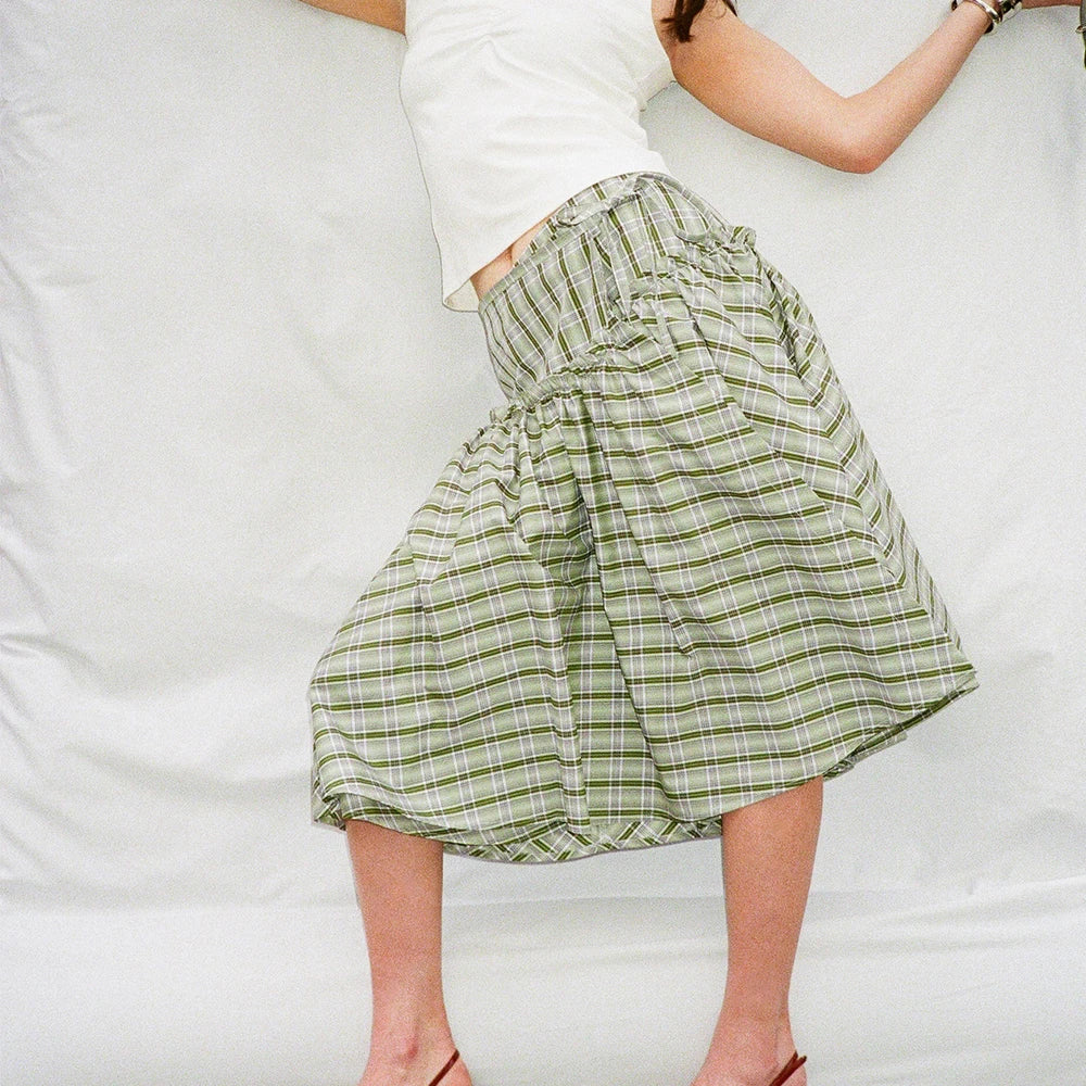 Plaid Tiered Ruffle A-line Skirt - Image 3