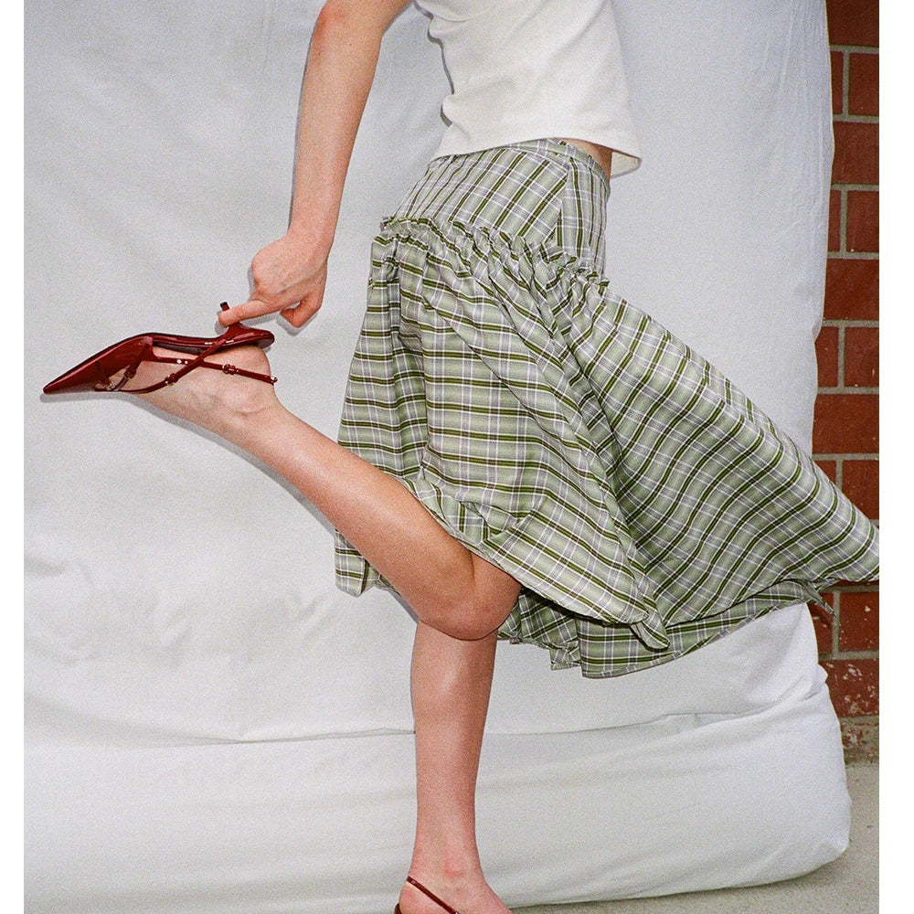 Plaid Tiered Ruffle A-line Skirt - Image 4